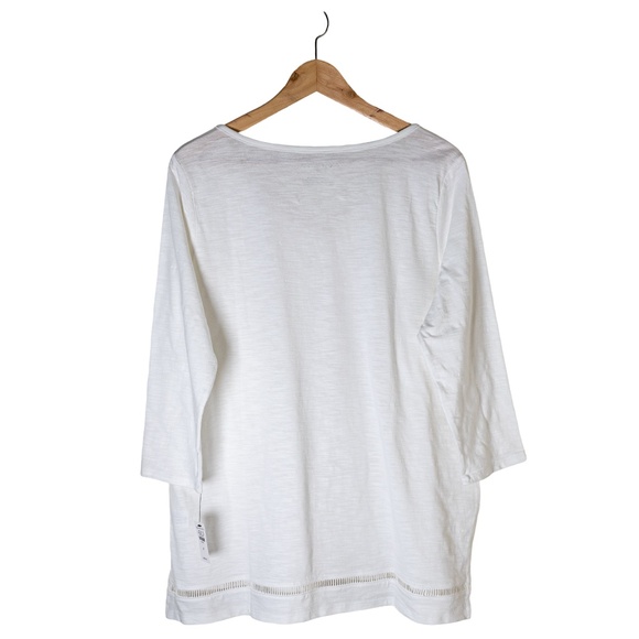 NWT: Talbots Lightweight Embroidered Tassel Tie Top; Women's; White; Plus X - Picture 3 of 10